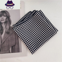 棋盘格黑白格子韩国学生小方巾女几何丝巾围巾领巾复古方巾头巾 FISH BASKET