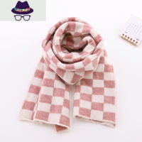 宝宝围巾秋冬季保暖防风男童女童棋盘格子毛线围脖冬天婴儿童围巾 FISH BASKET