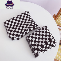 韩版风个性儿童棋盘格围巾秋冬潮毛线拼色格子男女童亲子针织围脖 FISH BASKET