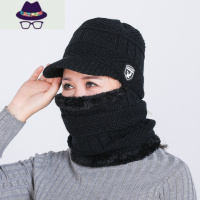 中老年帽子女秋冬季毛线连体一体围巾百搭保暖冬天老人妈妈骑车帽 FISH BASKET