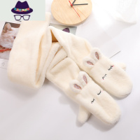 2021新款网红可爱毛绒围脖围巾手套一体春秋冬季女孩保暖百搭韩版 FISH BASKET