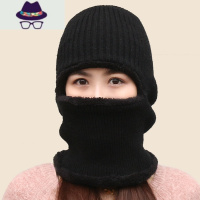 毛线帽子男女冬天针织套头帽加绒保暖骑车防风蒙面一体围脖护耳帽 FISH BASKET