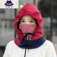 防风防寒套头帽带口罩 保暖加厚围脖一体 护脸骑电动车帽子女秋冬 FISH BASKET