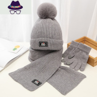 宝宝帽子男女婴儿保暖秋冬季套装儿童帽子围巾手套三件套一体 FISH BASKET