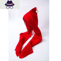 秋冬外搭帽子围巾一体女日系假两件保暖毛线针织坎肩睡帽围巾两用 FISH BASKET