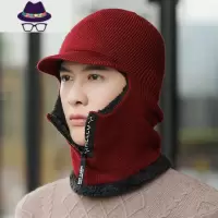 帽子男士冬天保暖加绒毛线帽围脖一体秋冬季骑行电动车防寒风棉帽 FISH BASKET