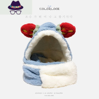 草莓耳朵帽子女秋冬季可爱围巾毛绒围脖连帽一体手套护耳加厚保暖 FISH BASKET