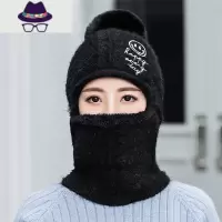 帽子女秋冬季2021年围脖一体加绒棉帽骑车防寒保暖防风针织帽 FISH BASKET