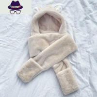 小熊耳朵帽子围巾一体女冬季百搭可爱连帽毛绒加厚围脖保暖韩版潮 FISH BASKET