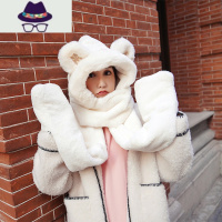 儿童围巾手套一体冬季新款男女童成人护耳毛绒保暖宝宝帽子三件套 FISH BASKET