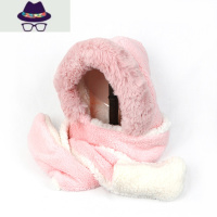 秋冬帽女百搭可爱保暖小熊加厚网红帽子围巾手套三件一体帽雷锋帽 FISH BASKET