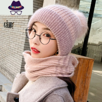 帽子围巾一体女冬围脖韩版百搭冬天潮时尚秋冬季保暖加绒毛线帽 FISH BASKET