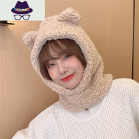 小熊毛绒帽子围巾一体帽保暖秋冬韩版加厚女生可爱学生三件套潮 FISH BASKET