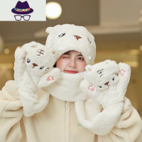 毛绒帽子女甜美可爱日系卡通老虎围巾手套一体毛毛防风护耳保暖帽 FISH BASKET
