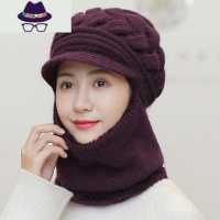 毛线帽子女冬天套头帽保暖蒙面骑车防风寒东北帽妈妈围巾围脖一体 FISH BASKET
