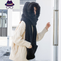 帽子女秋冬围巾手套一体三件套装毛绒加厚双层东北帽保暖骑车护脖 FISH BASKET