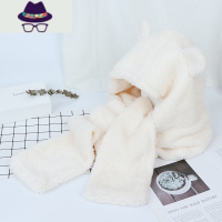 金智妮jennie同款韩版秋冬季可爱小熊耳朵帽子围巾围脖一体居家帽 FISH BASKET