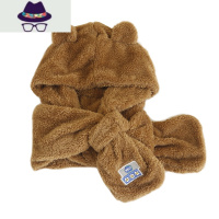 若素良品2021冬季毛绒小熊耳朵围脖巾连帽子一体日系韩版可爱保暖 FISH BASKET