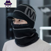 毛线帽子男冬天潮针织套头帽保暖棉帽骑车防风帽蒙面一体围脖护耳 FISH BASKET