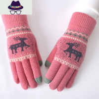 手套女士冬季户外可触屏骑行车学生针织加绒厚保暖毛线手套男冬天 FISH BASKET