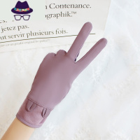 手套女春秋冬薄款防雨防水骑行骑车开车防风加绒加厚保暖可爱触屏 FISH BASKET