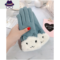 手套女冬天保暖加绒厚冬季骑车学生防寒春秋款触屏可爱韩版棉手套 FISH BASKET