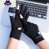 出二指露两指头触屏韩版保暖手套女秋冬ins加绒可爱薄款学生骑车 FISH BASKET