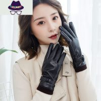 皮手套女士冬季骑行加绒保暖防水防风触屏户外骑电动车开车手套男 FISH BASKET