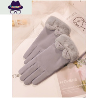 皮手套女冬天保暖防寒风雨开车骑行电动棉春秋滑雪韩版可爱加厚绒 FISH BASKET