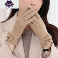 手套冬天女加绒加厚秋冬季保暖防寒学生骑行可爱蝴蝶结 可触屏 FISH BASKET