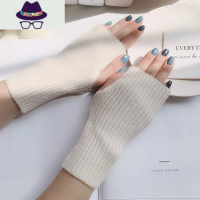 半指手套女冬天可爱女露指韩版冬季加厚保暖毛线半截学生写字护腕 FISH BASKET