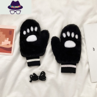 手套冬天女 保暖男潮流学生骑车可爱熊掌毛毛茸加绒防寒情侣款ins FISH BASKET