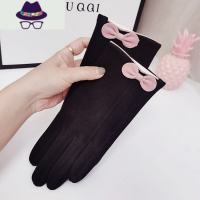 女士保暖手套秋冬季薄款韩版修手型徳绒学生骑车防风开车触屏手套 FISH BASKET