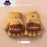 半指翻盖男童手套冬季学习写字防冻手器针织五指手捂保暖男孩秋 FISH BASKET