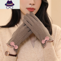 手套冬季女薄款可爱春秋季开车骑行保暖防寒加绒弹力触屏女式全指 FISH BASKET