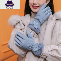 手套女士冬天可爱ins加绒加厚保暖学生骑车羽绒棉秋冬季骑行防风 FISH BASKET