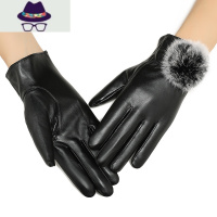 皮手套女冬天韩版骑车加绒保暖触摸屏手套蝴蝶结可爱时尚冬季手套 FISH BASKET