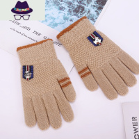 儿童手套冬季男孩6-12岁中大童五指毛线男童保暖小学生加厚分指 FISH BASKET