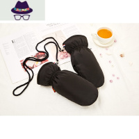 羽绒手套男女冬季防寒防水情侣可爱连指挂脖加绒加厚骑行滑雪焖子 FISH BASKET