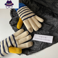 超厚ins韩国雪手套韩版复古加绒加厚情侣男女秋冬毛线学生可爱潮 FISH BASKET