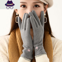 女士手套秋冬季保暖加绒触屏骑行开车韩版户外学生可爱冬天防寒厚 FISH BASKET