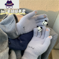 韩国ins学生加绒保暖手套女冬季防寒骑车防风五指触屏手套加厚 FISH BASKET