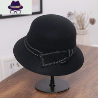 帽子女秋冬保暖呢盆帽渔夫帽英伦复古名媛圆顶蝴蝶结毛呢礼帽 FISH BASKET