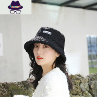 羊羔绒大头围渔夫帽女秋冬季百搭适合的圆脸毛绒大号大码盆帽子 FISH BASKET