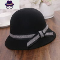 秋冬帽子女呢圆顶盆帽韩版时尚百搭小檐渔夫帽英伦复古小礼帽 FISH BASKET