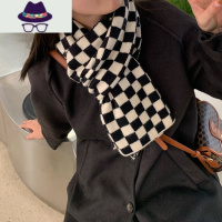 软软的高品质棋盘格子保暖舒适围巾女秋冬季学院风百搭针织围脖潮 FISH BASKET