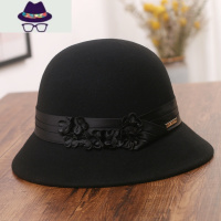 帽子女士秋冬呢毡帽优雅花朵名媛礼帽英伦复古保暖盆帽渔夫帽 FISH BASKET