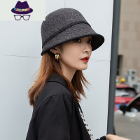 帽子女秋冬百搭时尚洋气优雅礼帽圆脸适合渔夫帽冬季英伦盆帽 FISH BASKET