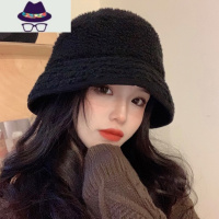 渔夫帽子女春秋百搭水桶盆帽仿羊羔毛毛绒针织帽大头围秋冬ins潮 FISH BASKET