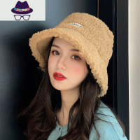 白色仿羊羔绒渔夫帽子女冬天百搭毛绒2021年秋冬ins潮防风男 FISH BASKET
